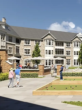 Bocce ball court outside of Gray Eagle Apartments
